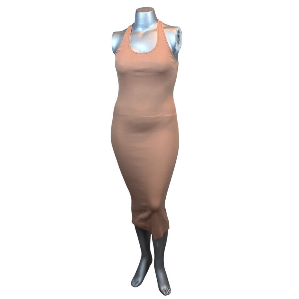 NSF Coqui Ribbed STRETCH Cotton Tank Dress, Suntan, sz S-L